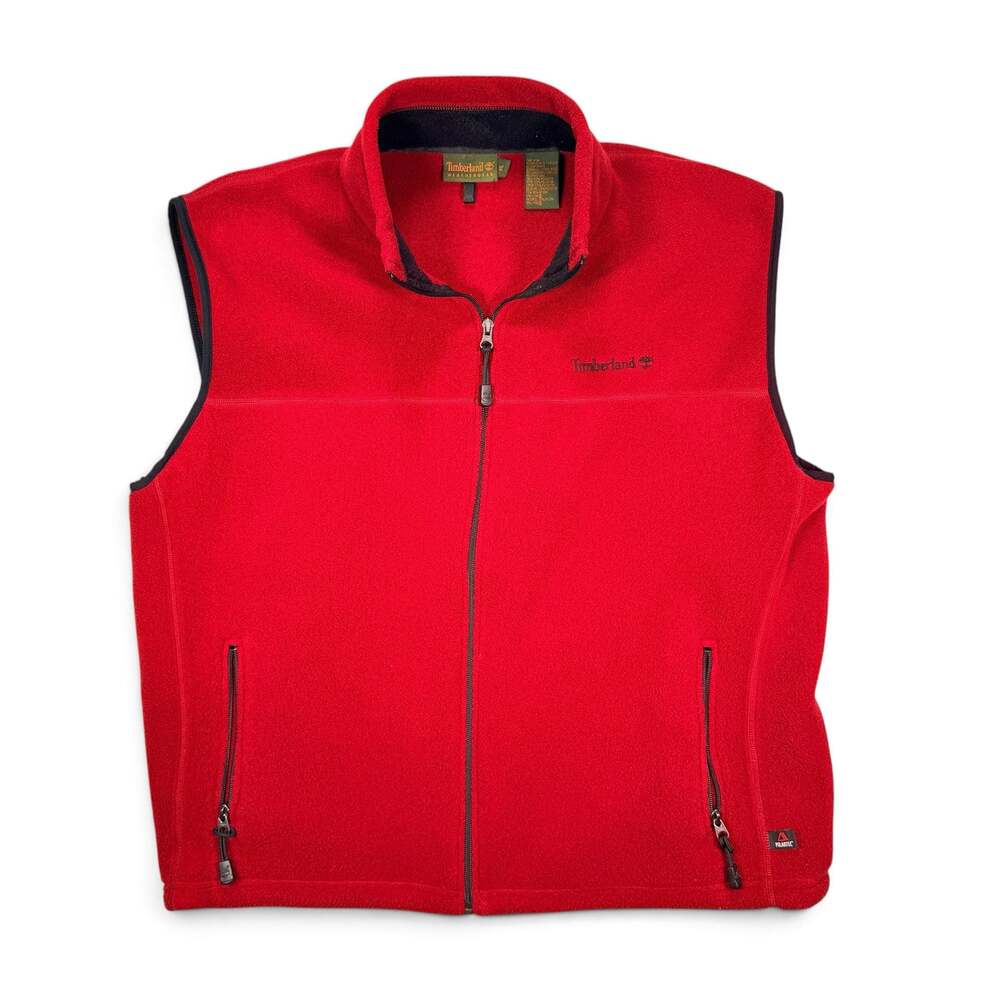 Timberland Weathergear XL Vintage Polartec Red Full Zip Fleece Vest